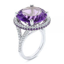 Anel de cristal de zircônio roxo embutido para mulheres, acessórios de joias europeus e americanos para festa e casamento 2024 - compre barato