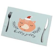 Table Mats Drink Coaster Table Placemats Cute Santa Fox Pastel Art Coffee Mug Cup Coasters 6 PCS Non-slip Pads 2024 - buy cheap