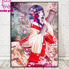 Mosaico de cuentas cuadradas de mujer clásica, rompecabezas 5D de Geisha japonesa, bordado de diamantes de imitación, punto de cruz, decoración 2024 - compra barato