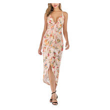 Sexy sling v-neck sem costas vestido romântico floral impressão midi vestido a linha boho praia vestido elegante clube festa bodycon vestidos 2024 - compre barato