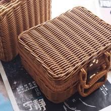 Rattan Outdoor Picnic Basket Storage Suitcase Country Style Hamper with Double Handle Quality Food Fruit Storage Carrying Basket 2024 - buy cheap