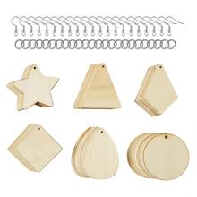 Pandahall DIY Dangle Earring Making Set with 60pcs Unfinished Blank Wood Pendants 60pcs Jump Rings and 60pcs Brass Earring Hooks 2024 - buy cheap