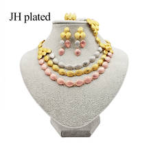 JHplated-Conjunto de joyería africana de color dorado para mujer, collar de boda, pendientes, anillo, pulsera, conjuntos, regalo para chicas de la India 2024 - compra barato