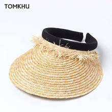 Hot Sale Fashion UV hat Elastic Head Circumference Holiday Beach Hat Women Without Top Visor Caps Summer Straw Handmade Sun Hats 2024 - buy cheap