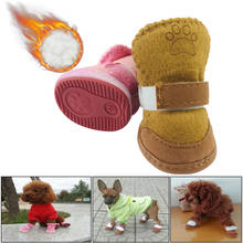 Winter Pet Dog Shoes Warm Snow Boots Small And Medium Sized Pet Dog Cotton Shoes Antiskid Chihuahua Pug pet Products Fur 4 Sets 2024 - buy cheap