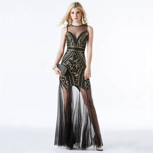 YIDINGZS 2022 New See Through Tulle Sequin Dress Sexy Evening Dress Women Sleeveless Party Dress 2024 - buy cheap