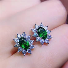 100% Natural Chrome Diopside stud earring for women daily wear 4*6mm green gemstone fine jewelry Anniversary gift 925 silver 2024 - buy cheap