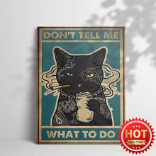 Póster de gato divertido, póster de arte Retro, divertido estampado de gato humeante, decoración artística de pared de Animal, póster de gato Humor para beber, arte Vintage 2024 - compra barato