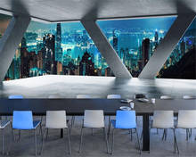 beibehang Customized modern new extended space office city architecture restaurant hotel industrial style wallpaper papier peint 2024 - buy cheap