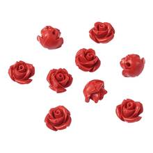 100Pcs Cinnabar Bead Firebrick Rose Flower Beads Charm DIY Accessories for Bracelet Necklace Jewelry Making 10x10x8mm Hole:1.5mm 2024 - buy cheap