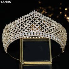 Big Tiaras Zircon Crowns For Women Wedding Gold Hair Accessories Bridal Diadem Full CZ Jewelry Accessories Queen Party Headwear 2024 - buy cheap