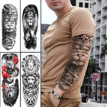 Водостойкая Временная тату-наклейка льва девственницы полный цвет руки поддельные тату большого размера флэш-тату рукав татуировки для мужчин и женщин 2024 - купить недорого