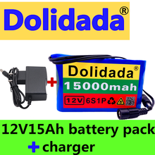 Dc bateria de íon de lítio portátil recarregável, 12v 15000mah, capacidade do pacote, 12.6v 15ah, cctv, monitoramento + carregador 2024 - compre barato