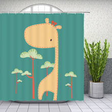 Cartoon Animal Shower Curtains Hand Painted Cute Animal Creative Kids Bathroom Accessories Waterproof Polyester Fabric Curtain 2024 - buy cheap