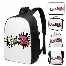 Mochila con estampado gráfico divertido Splatoon 2(2) para hombre y mujer, morral escolar con carga USB, bolso de viaje para ordenador portátil 2024 - compra barato