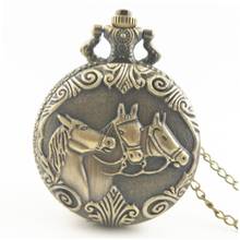 Horse Carved Vintage Antique Round Dial Quartz Pocket Watch Necklace Pendant Clock for Mens Womens Best Gifts 2024 - buy cheap