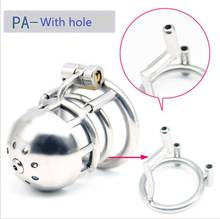 Stainless Steel Male PA Puncture Lock Wit Hole Cock Cage Chastity Device Penis Ring Adult Bondage Sex Toy Kidding Zone Bridge 03 2024 - buy cheap
