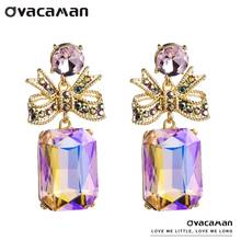 Dvacaman brincos geométricos de luxo pingente de gota brincos de mulher laço de metal dourado com cristal joias de alta qualidade 2024 - compre barato