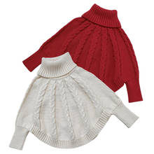 Новинка Осень-зима 2021, вязаная Водолазка с длинным рукавом для девочек, свитер, накидка, детская одежда, пуловер для маленьких девочек, свитера 2024 - купить недорого