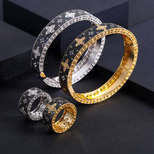 Luxo único africano pulseira anel conjunto de jóias para o casamento feminino zircon cúbico cristal cz dubai conjunto de jóias de noiva 2024 - compre barato