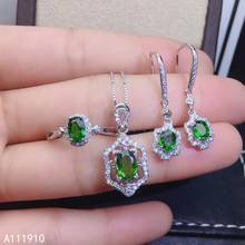 KJJEAXCMY fine jewelry 925 sterling silver inlaid Natural Diopside Necklace Ring Earring exquisite ladies Suit Support Test 2024 - buy cheap