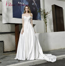 Vestido De novia Off the Shoulder Bridal Gown Lace Applique Custom made Court Train Satin Wedding Dresses Boho Wedding gelinlik 2024 - buy cheap