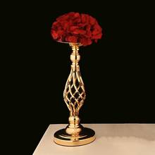 40 см Золотой Серебряный Железный Подсвечник золотые подсвечники Цветочная ваза стол центральный столик стойка для событий свадебное украшение 2024 - купить недорого