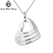 Personalized Family Necklace Stainless Steel Name Necklace Custom 4 Heart Necklace Birthday Gift for Women Mom (Lam Hub Fong) 2024 - buy cheap