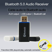 Аудиоприемник Bluetooth 5,0, стерео USB автомобильный адаптер, кабель-трансформер, беспроводной bluetooth 3,5 мм AUX для усилителя, платы, динамика 2024 - купить недорого