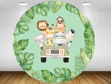 Round panel background circle backdrop cartoon jungle safari wildlife baby shower birthday party decor candy table banner YY-230 2024 - buy cheap