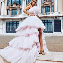 2019 Hot Sale Robe de soiree Layered Tulle High Low Prom Formal Dresses Sweep Train Lush Chic Evening Pageant Dress Abendkleider 2024 - buy cheap