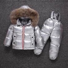 Conjuntos para niños, nuevo traje de chaqueta de invierno para bebé, niños y niñas, traje de esquí de piel de mapache 2024 - compra barato