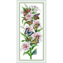 Joy monday kit de ponto cruz de borboleta, conjuntos de bordados com padrão dms 11ct e 14ct de flores do amor 2024 - compre barato