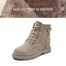 Genuine Leather Shoes Women Boots Warm Shoes Cow Leather Women Ankle Boots Autumn Winter Footwear Height Increasing 6.5cm A1649 2024 - buy cheap