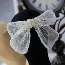 Diademas para niña y mujer, pasadores con lazo de cristal, horquillas, accesorios para el cabello de boda, color Beige 2024 - compra barato