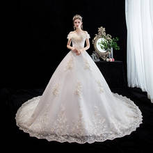 Vestido de boda de lujo con cuello de barco, traje de baile clásico con encaje bordado, talla personalizada, novedad 2024 - compra barato