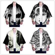 Junji ito-fantasia de kimono japonês para homens e mulheres, traje feminino, estampa 3d, manga curta, moda casual 2024 - compre barato