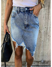 2020 new arrival summer woman denim skirt fashion irregular jeans mini skirt street casual Pack hips skirt S-XL wholesale price 2024 - buy cheap