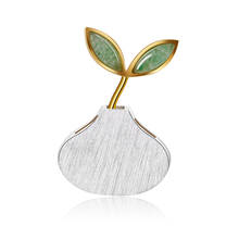 Lotus Fun Real 925 Sterling Silver Natural Stone Designer Handmade Fine Jewelry Cute Spring in the Air Women Brooches Broche Pin 2024 - buy cheap
