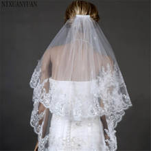 Véu de noiva com duas camadas branco marfim, moderno, tule com pente, apliques, acessórios para casamento, novo, 2021 2024 - compre barato