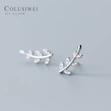 Colusiwei Sterling Silver 925 Shiny Leaf Stud Earrings for Women Clear CZ Fashion Plant Collection Genuine 925 Silver Jewelry 2024 - buy cheap