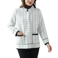 Suéter caxemira de imitação de vison para primavera, casaco xadrez de manga curta, jaqueta solta com manga comprida, blusa feminina, 2020 2024 - compre barato