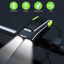 Luz LED inteligente para bicicleta de montaña, lámpara frontal de 2000mAh y 4000mAh, resistente al agua IPX6, recargable por USB, 800 lúmenes con bocina 2024 - compra barato