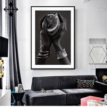 Ornamento de prata africano arte da parede pintura em tela preto posters e impressão morden poster para casa decoração do quarto interior sem moldura 2024 - compre barato