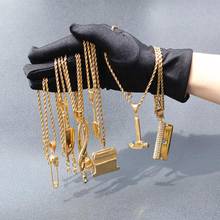 Hip Hop Gold Color 316L Stainless Steel Wrench hammer shovel blade Barber Pendants Necklaces for Men Rapper Jewerly 2024 - buy cheap