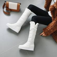 Cross-tied Snow Boots Waterproof Winter Boots Woman Warm Knee-High Boots Round Toe PU Solid Ladies Fashion Female Shoes MAZIAO 2024 - buy cheap