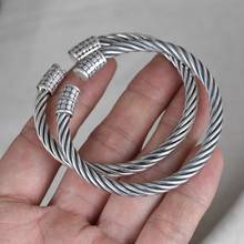 Real Sold 999 Sterling Silver Twisted Cuff Bangles For Men and Women Polished Matte Opening Type Bracelets & Bangles Adjustable 2024 - buy cheap