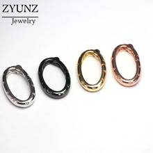 4PCS, CZ Pave Oval Carabiner Clips, Snap Lock Connector Clasp, Silver, Black, Rose, Gold Jewelry Findings 2024 - buy cheap