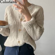 Colorfaith 2020 Autumn Winter Women's Knitwear Knitted Button Cardigans Short Minimalist Vintage Elegant Ladies Tops SWC18210 2024 - buy cheap