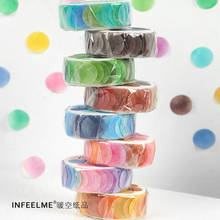 Fita de papel washi com cores de doces, adesivo redondo de material escolar de papelaria para decoração de doces com 100 peças 2024 - compre barato